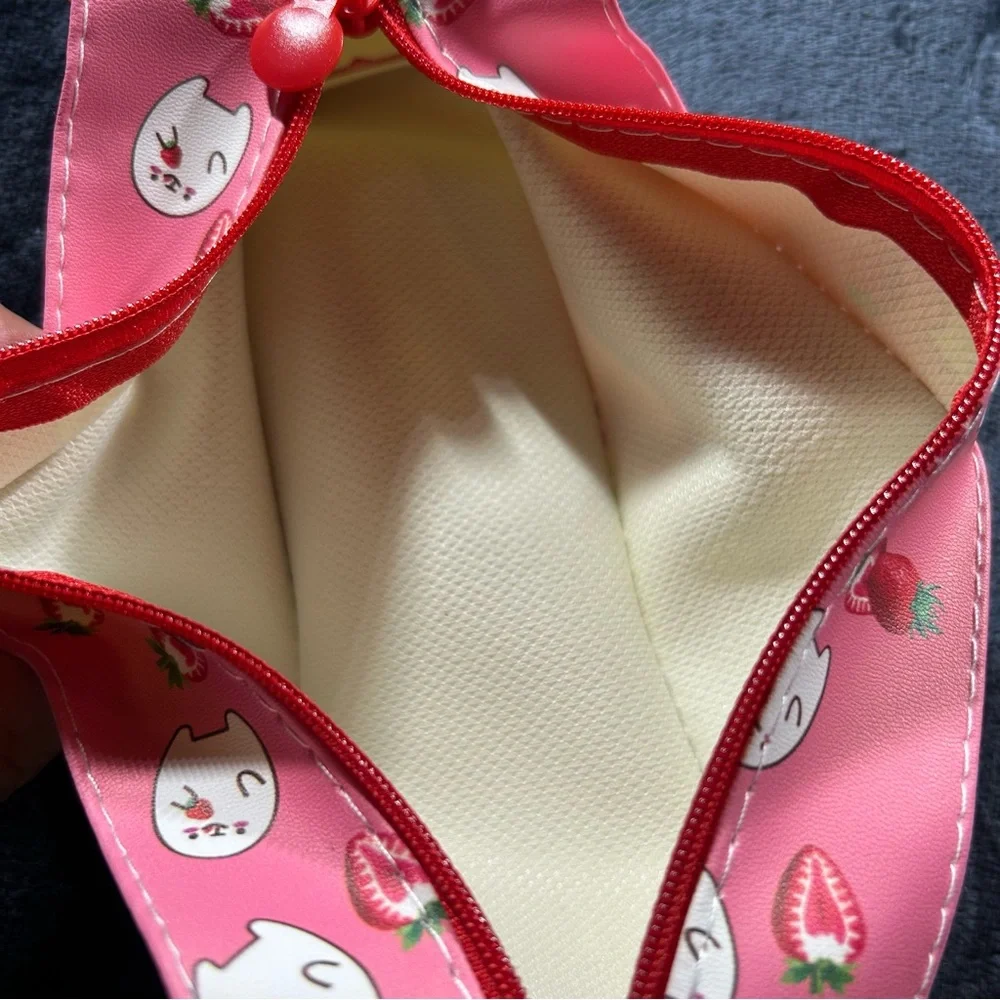 Kawaii Strawberry Milk Carton Pencil Case Cute Makeup Bag